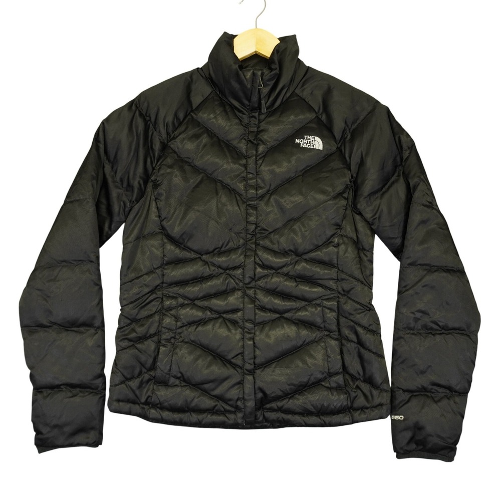 The North Face Puffer Jacket Womens S Black 550 Down Quilted Full Zip Outdoor